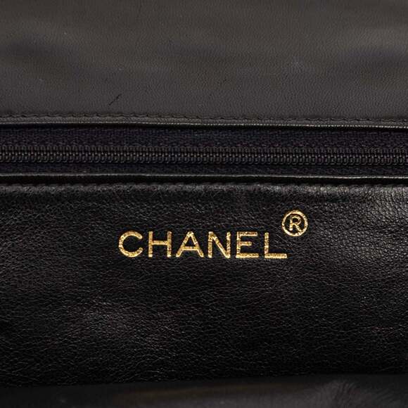 CHANEL Black Lambskin Leather Logo Shoulder Bag - Picture 8 of 9